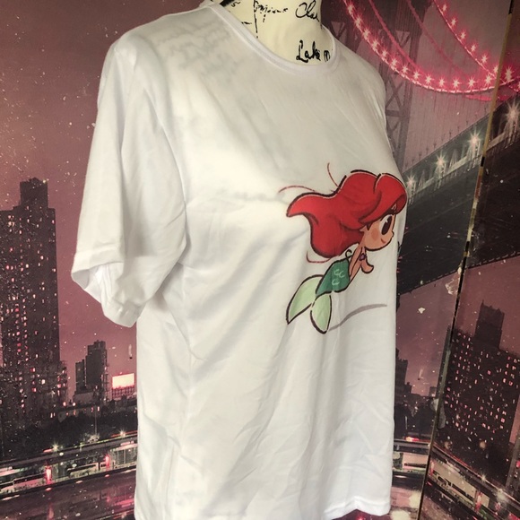Little mermaid tshirt white Disney cartoon top - Picture 3 of 5